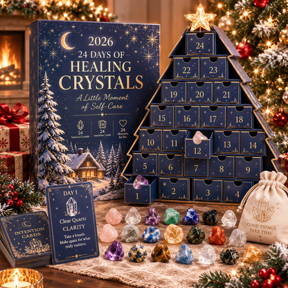 2026 Crystal Advent Calendar – 24 Days of Self-Care with Natural Crystals & Intention Cards, Christmas Countdown Gift for Mom, Girlfriend, Sister & Best Friend