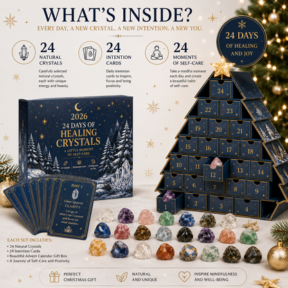 2026 Crystal Advent Calendar – 24 Days of Self-Care with Natural Crystals & Intention Cards, Christmas Countdown Gift for Mom, Girlfriend, Sister & Best Friend