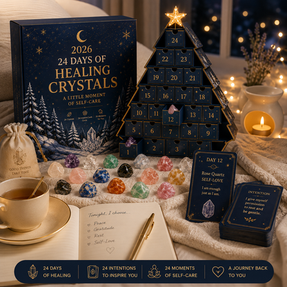 2026 Crystal Advent Calendar – 24 Days of Self-Care with Natural Crystals & Intention Cards, Christmas Countdown Gift for Mom, Girlfriend, Sister & Best Friend