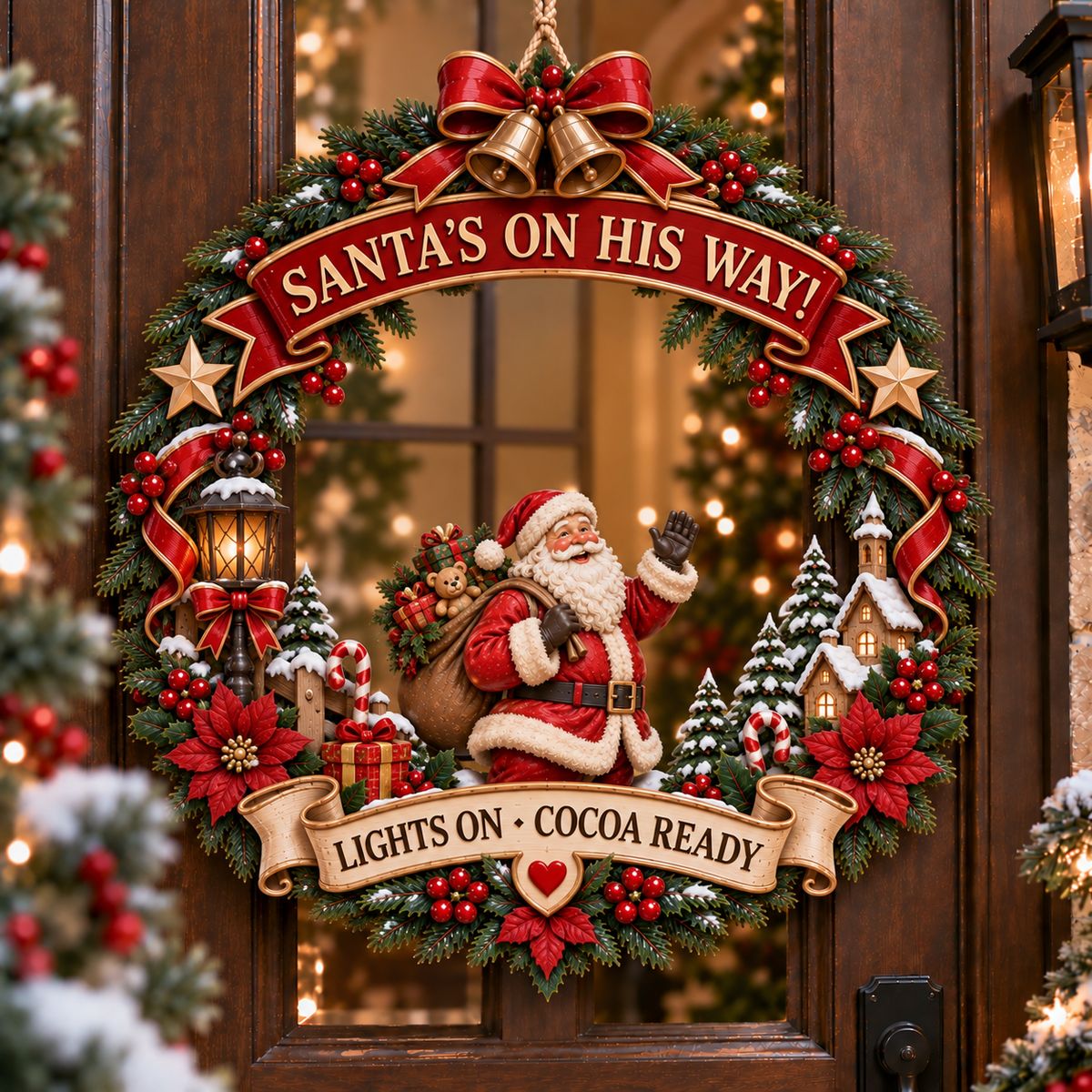 🎅 Santa Christmas Wooden Door Hanger