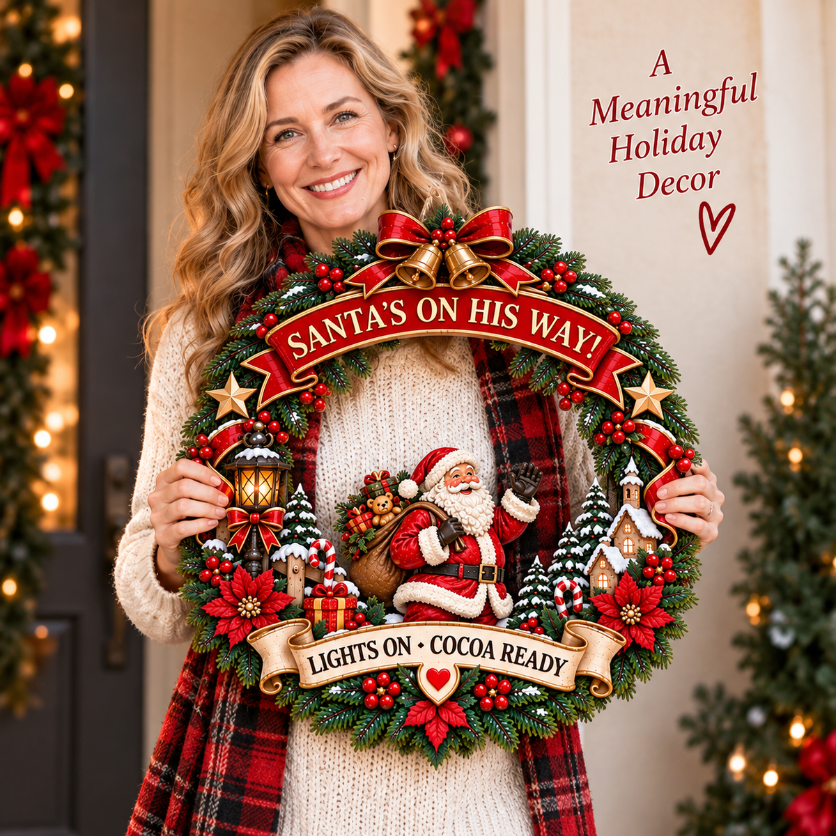 🎅 Santa Christmas Wooden Door Hanger