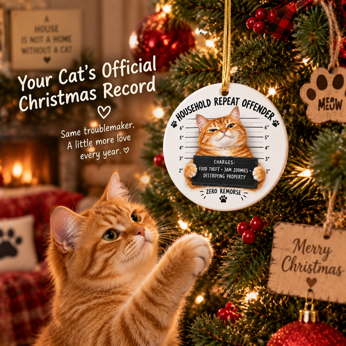 😼 Cat Mugshot Ornament Collection