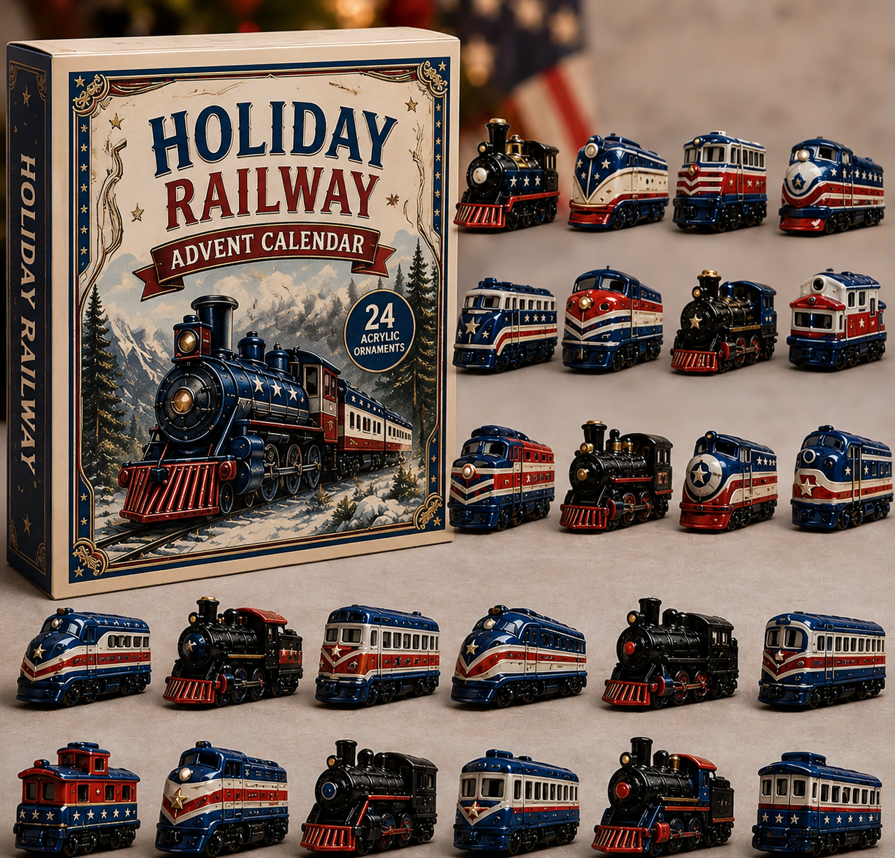 Holiday Railway Advent Calendar 2026 - 24-Day Festive Countdown, Acrylic Charms Blind Box