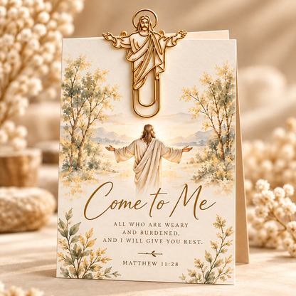 Faith-Inspired Christian Greeting Cards with Gold Scripture Paper Clips