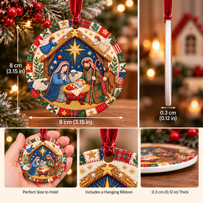 ✝️ Quilt-Inspired Nativity Christmas Ornament