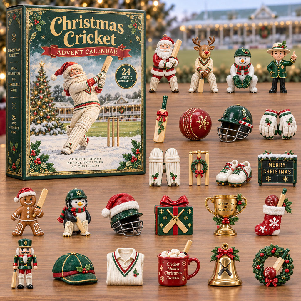 Christmas Cricket Advent Calendar 2026 - 24-Day Festive Countdown, Acrylic Charms Blind Box - Gift For Cricket Lovers AC0NT296