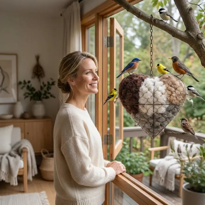🔥LAST DAY 50% OFF - 🕊️🏡Handmade Natural Alpaca Fiber Bird Nesting Heart❤️Bird lovers gift