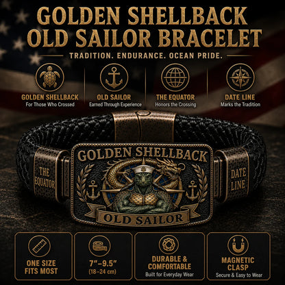⚓ Golden Shellback Bracelet – A Timeless Tribute to the Old Sailor