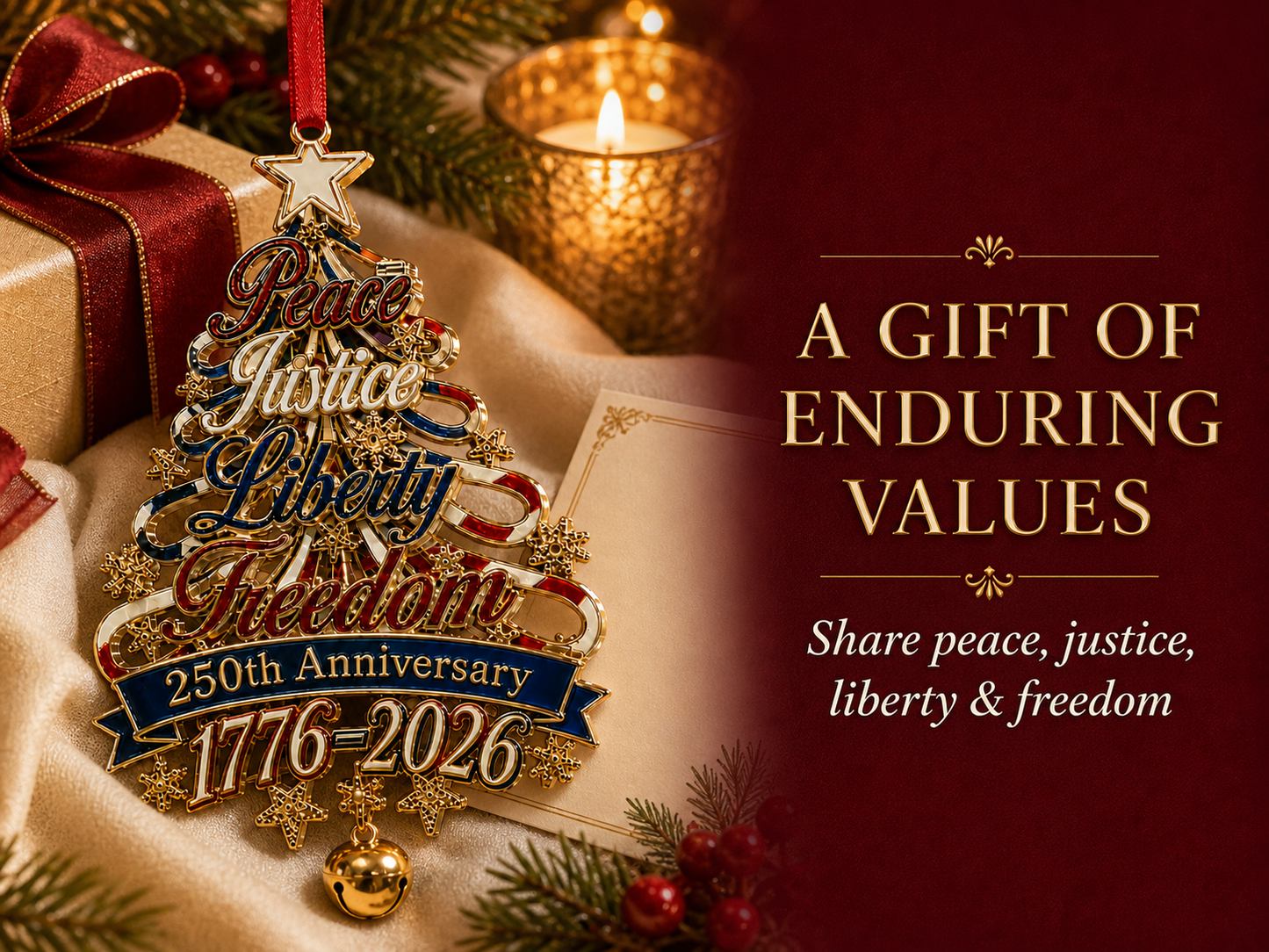 🎄✨ 250th Anniversary Patriotic Christmas Tree Ornament
