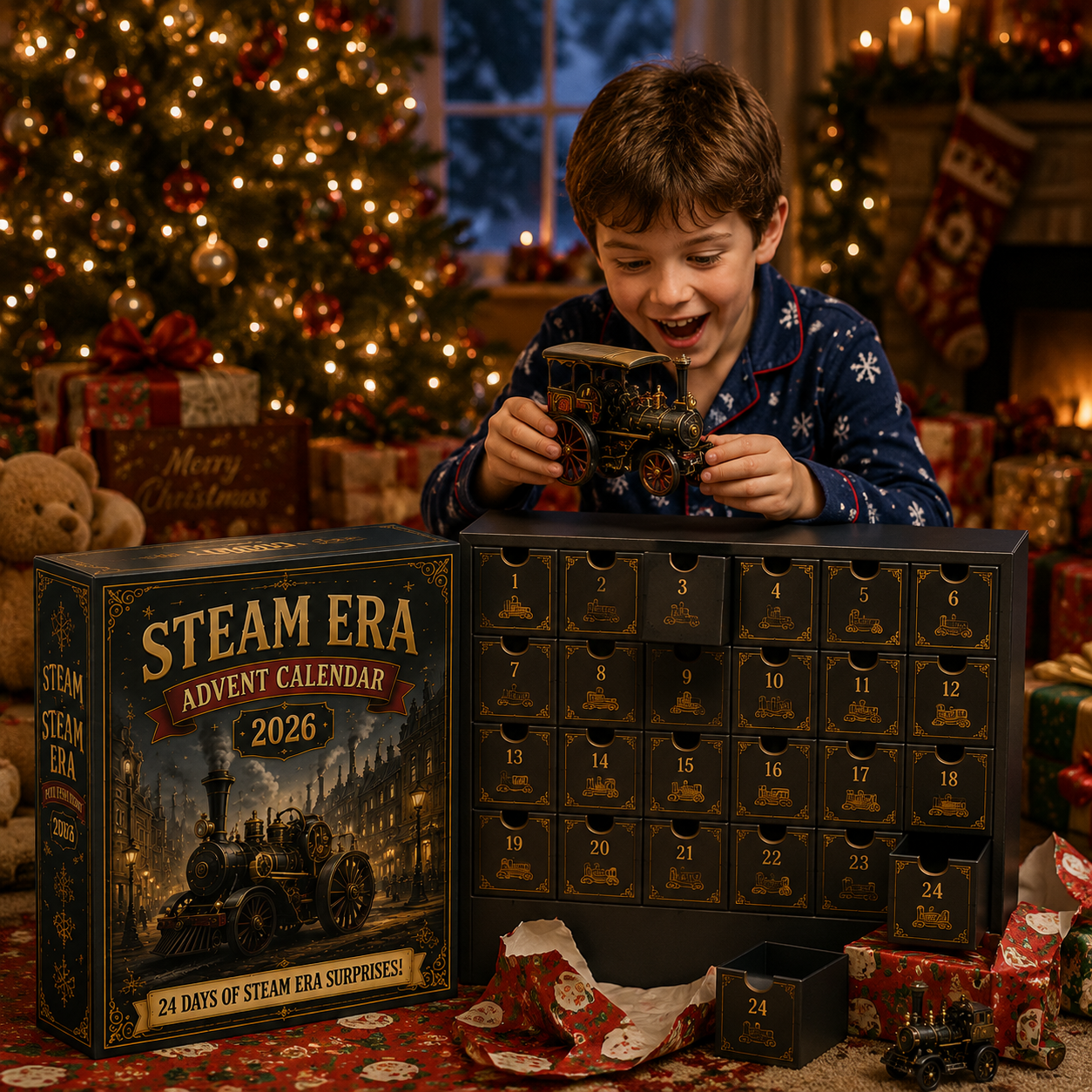 🚂 Steam Era Advent Calendar 2026 – 24 Days of Vintage Train Surprises & Collectible Miniature Vehicles | Premium Christmas Gift