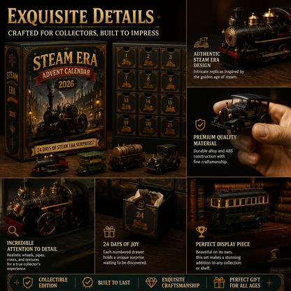 🚂 Steam Era Advent Calendar 2026 – 24 Days of Vintage Train Surprises & Collectible Miniature Vehicles | Premium Christmas Gift