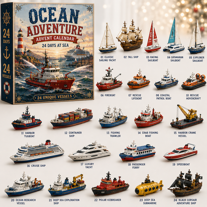 ⏳ Last Day 49% OFF – ⚓ Ocean Adventure Advent Calendar 2026 | 24 Days at Sea with 24 Unique Miniature Ships, Boats & Ocean Vessels 🌊🎁