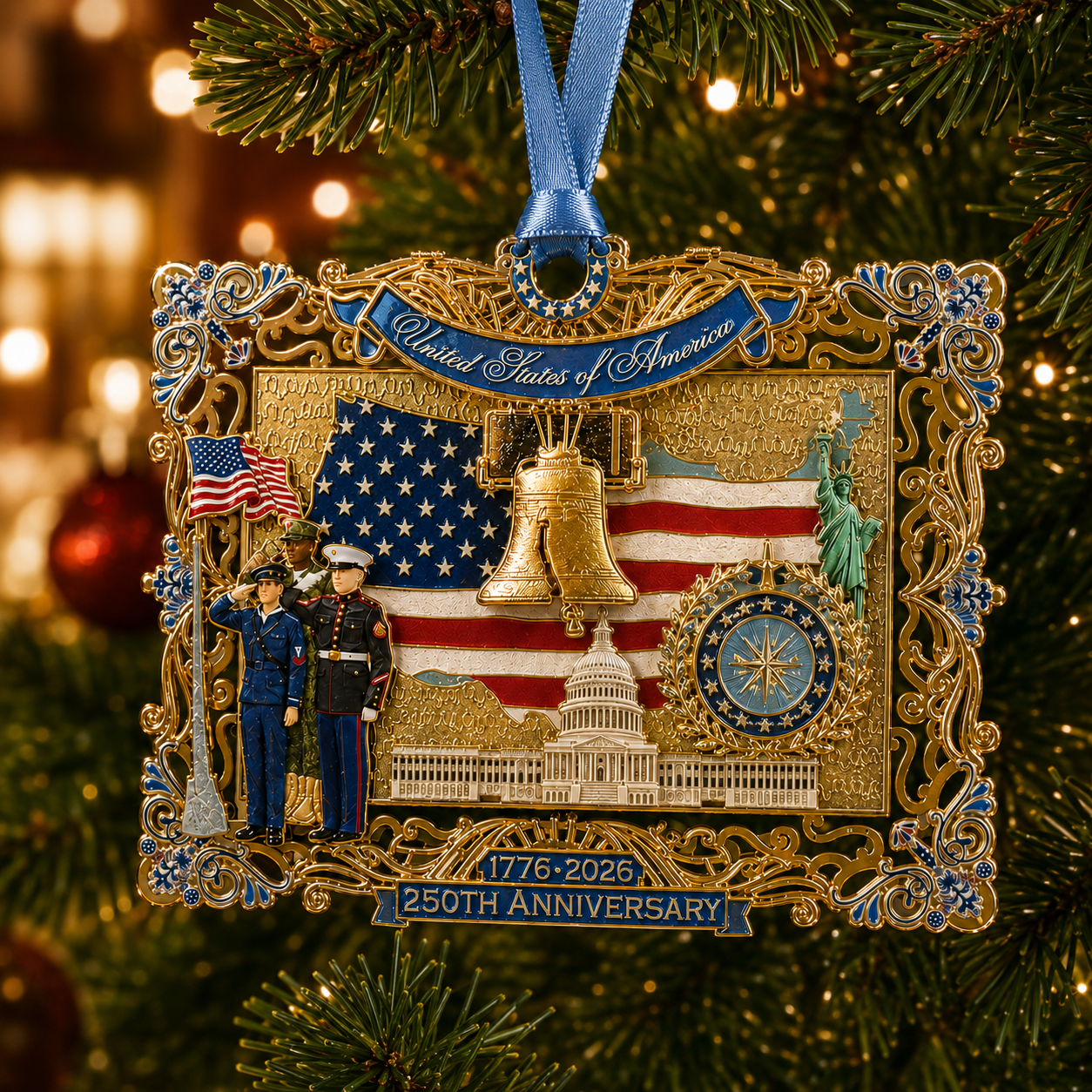 🇺🇸 250th Anniversary Liberty Heritage Christmas Hanging Ornament
