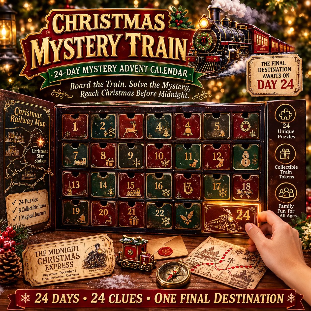 ⏳ Last Day 50% OFF – 🎁✨24-Day Mystery Adventure Advent Calendar Collection