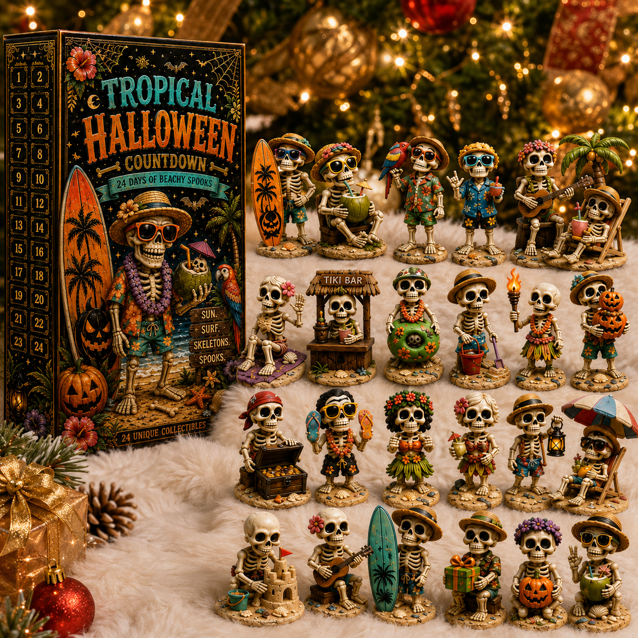 ✨24-Day Christmas Countdown Advent Calendar – Beach Vacation Skeleton Ornament