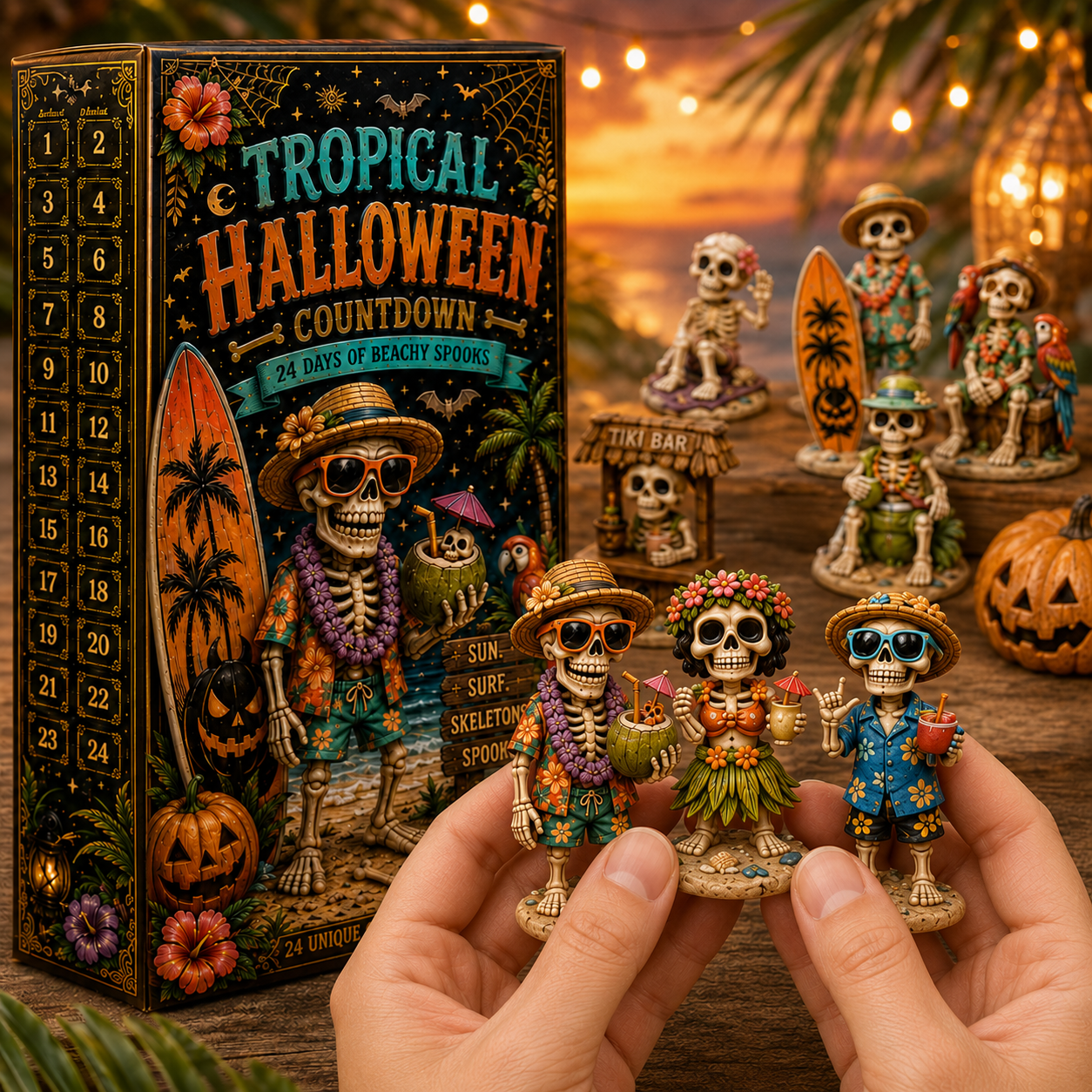 ✨24-Day Christmas Countdown Advent Calendar – Beach Vacation Skeleton Ornament