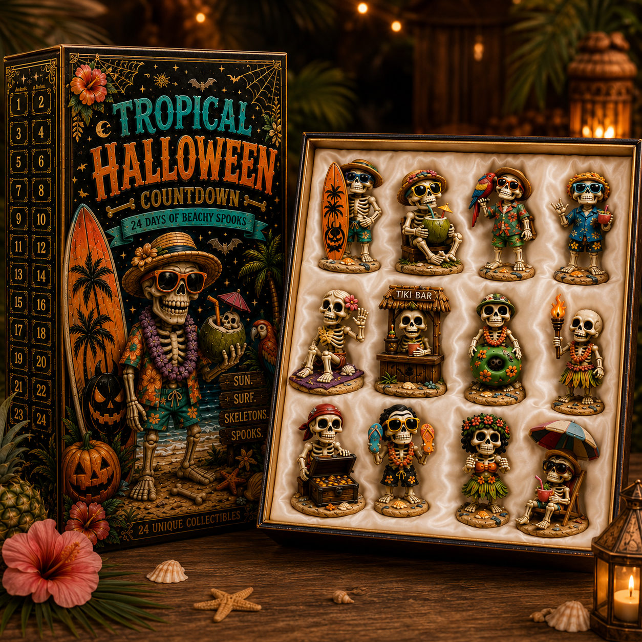 ✨24-Day Christmas Countdown Advent Calendar – Beach Vacation Skeleton Ornament