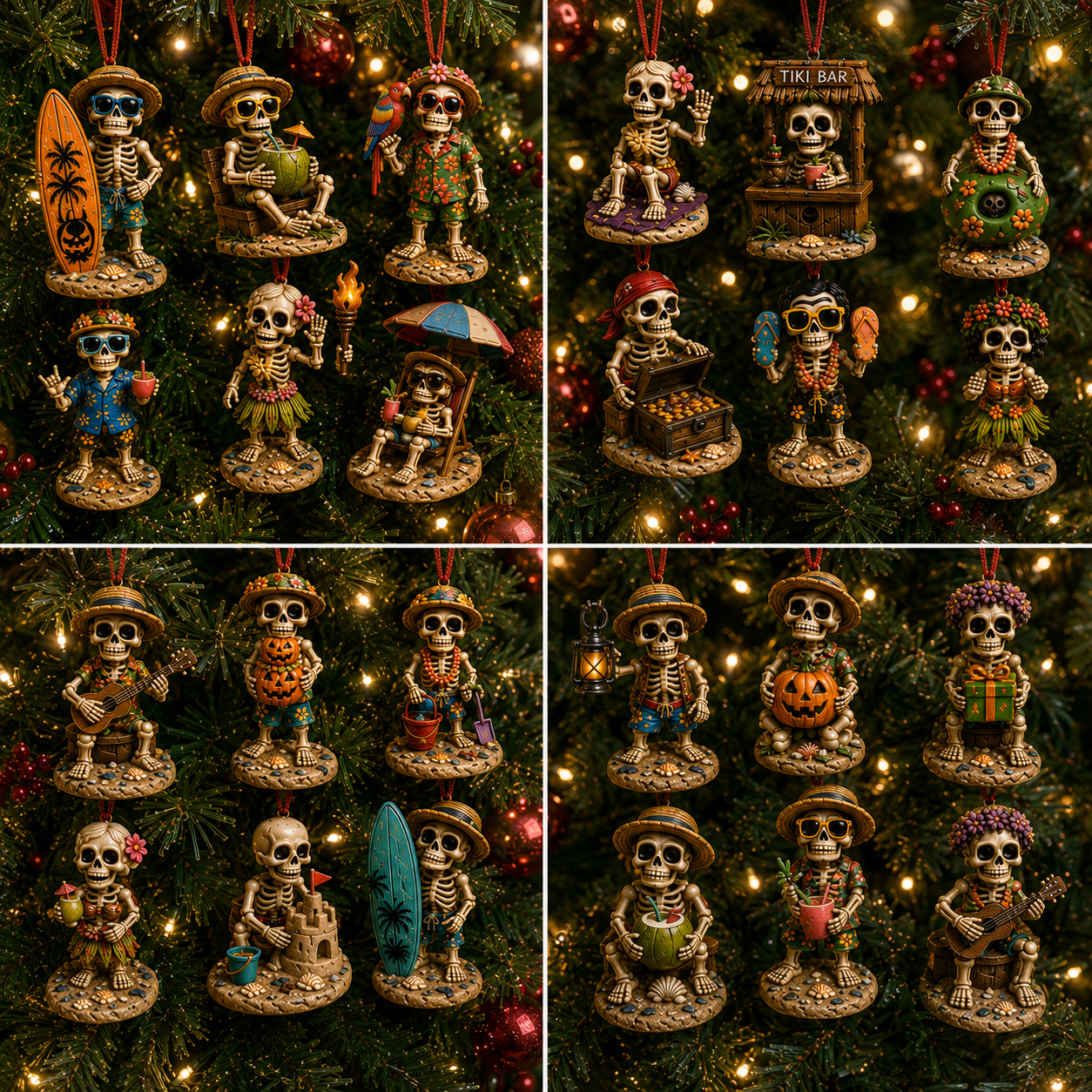 ✨24-Day Christmas Countdown Advent Calendar – Beach Vacation Skeleton Ornament