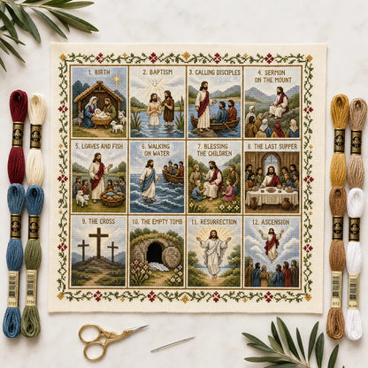 ✝️ Beginner-Friendly Life of Jesus Bible Story Cross Stitch DIY Kit