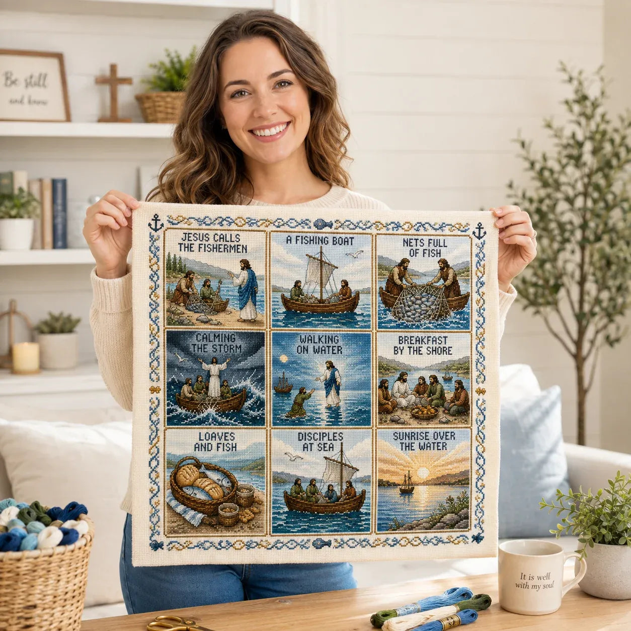✝️ Beginner-Friendly Life of Jesus Bible Story Cross Stitch DIY Kit