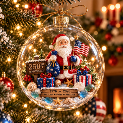 🇺🇸 250th Anniversary Patriotic Coastal Ornament – USA Christmas Hanging Keepsake