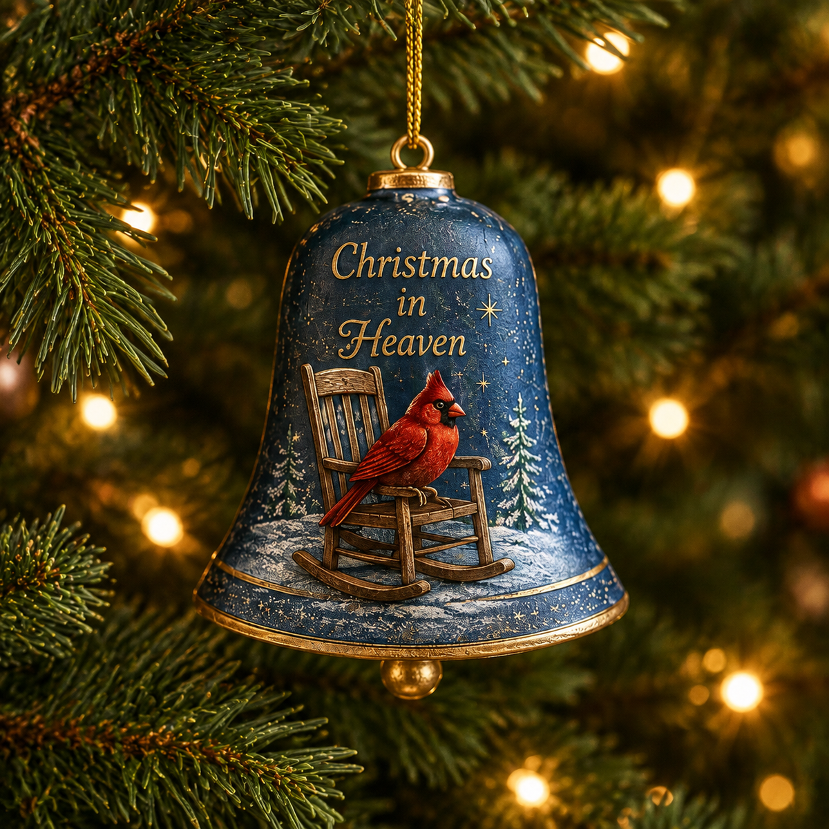 🔔 Sentimental Christmas Bell Ornament – 3D Keepsake with Gold Accents & Heartfelt Verse