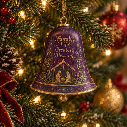 🔔 Sentimental Christmas Bell Ornament – 3D Keepsake with Gold Accents & Heartfelt Verse