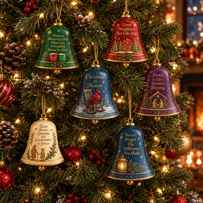 🔔 Sentimental Christmas Bell Ornament – 3D Keepsake with Gold Accents & Heartfelt Verse