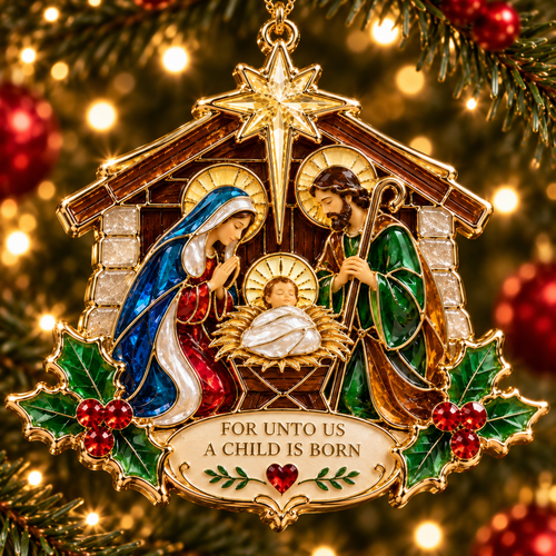 ✨🙏 Nativity Scene Stained Glass Style Ornament