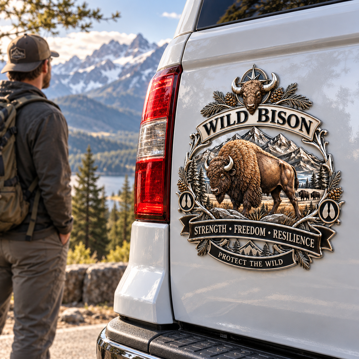 🚙Wild Bison Metal Car Emblem – Strength · Freedom · Resilience