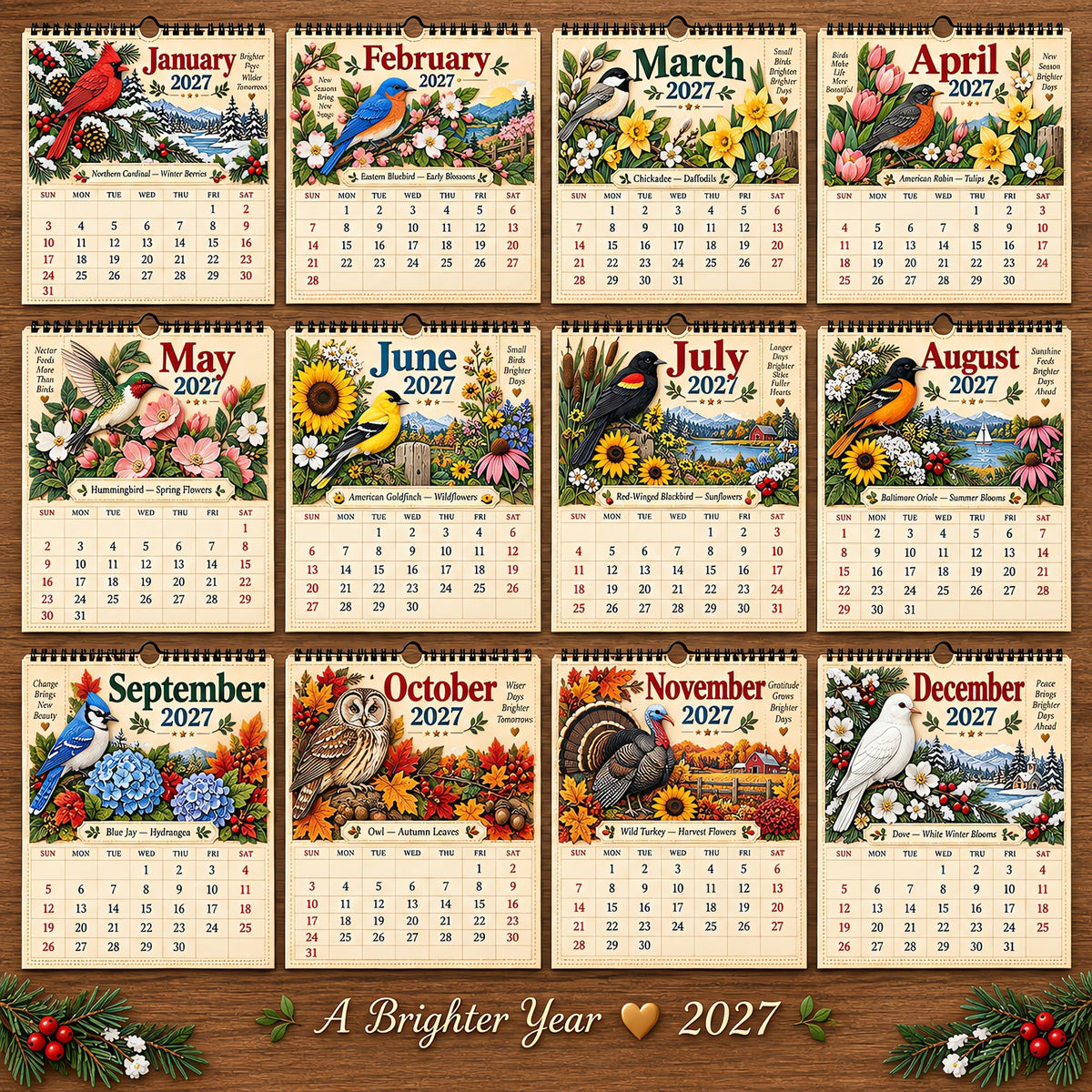 2027 Birds Of America Wall Calendar