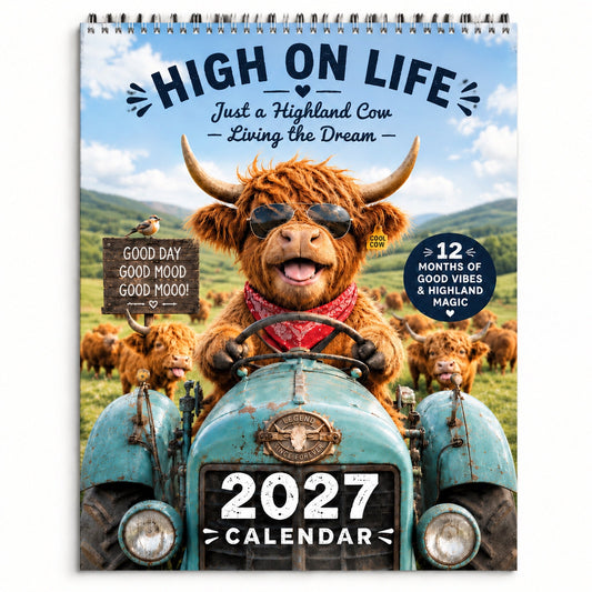 🐮 2027 Highland Cow Calendar – 12 Months of Moo-tiful Moments & Good Vibes