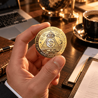💰3D Wealth Coin – Gold-Tone Prosperity Symbol with Double-Sided Relief