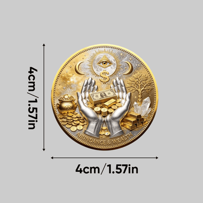 💰3D Wealth Coin – Gold-Tone Prosperity Symbol with Double-Sided Relief