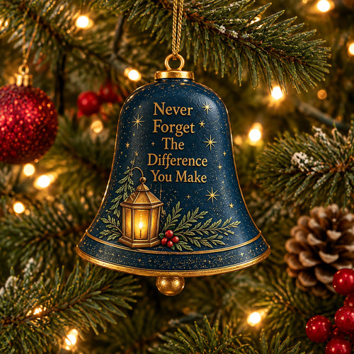 🔔 Sentimental Christmas Bell Ornament – 3D Keepsake with Gold Accents & Heartfelt Verse