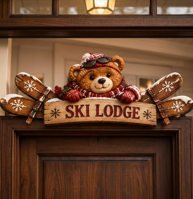 🎄 Rustic Winter Mountain Cabin Door Frame Decor
