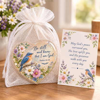 ✝️ Christian Faith Heart Keepsake with Prayer Card & Organza Bag