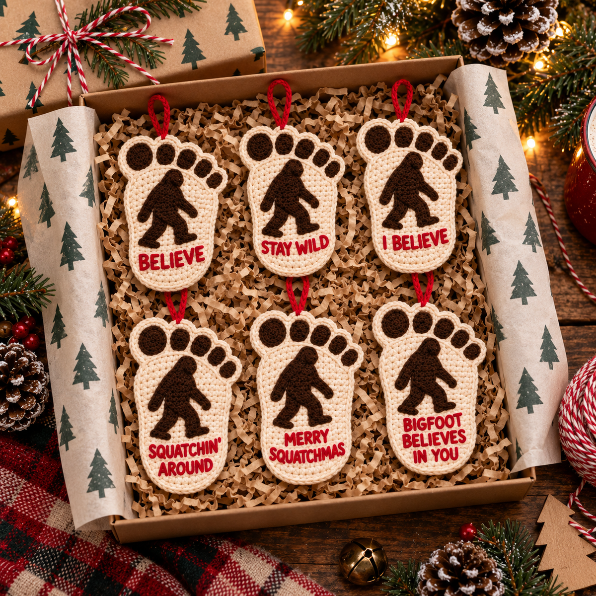 🦶🎄Bigfoot Christmas Footprint Ornaments – A Funny Holiday Keepsake for Sasquatch Fans