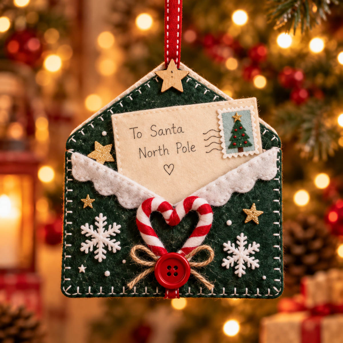 🎄💌Letters to Santa Christmas Envelope Ornaments – Festive Holiday Wish List Decorations