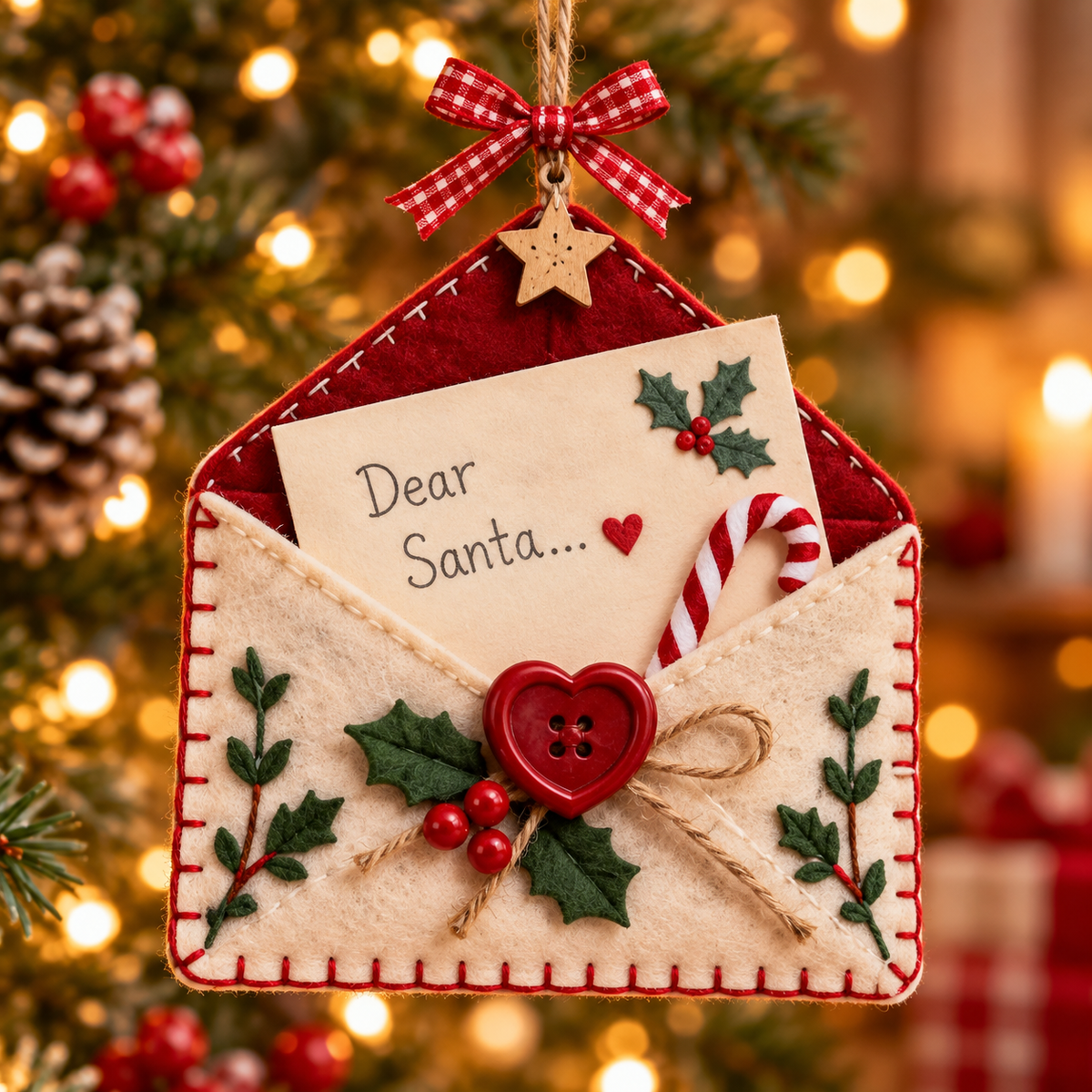 🎄💌Letters to Santa Christmas Envelope Ornaments – Festive Holiday Wish List Decorations