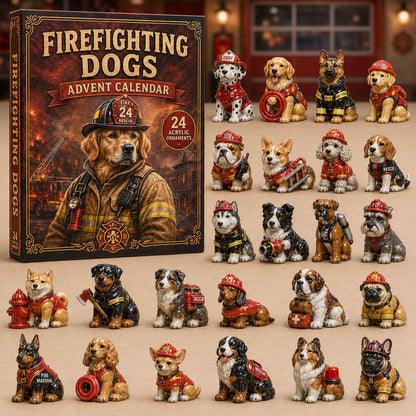Firefighting Dogs Advent Calendar 2026 - 24-Day Festive Countdown, Acrylic Charms Blind Box