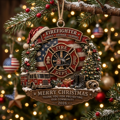 Honor & Sacrifice: Firefighter 2026 Commemorative Christmas Ornament