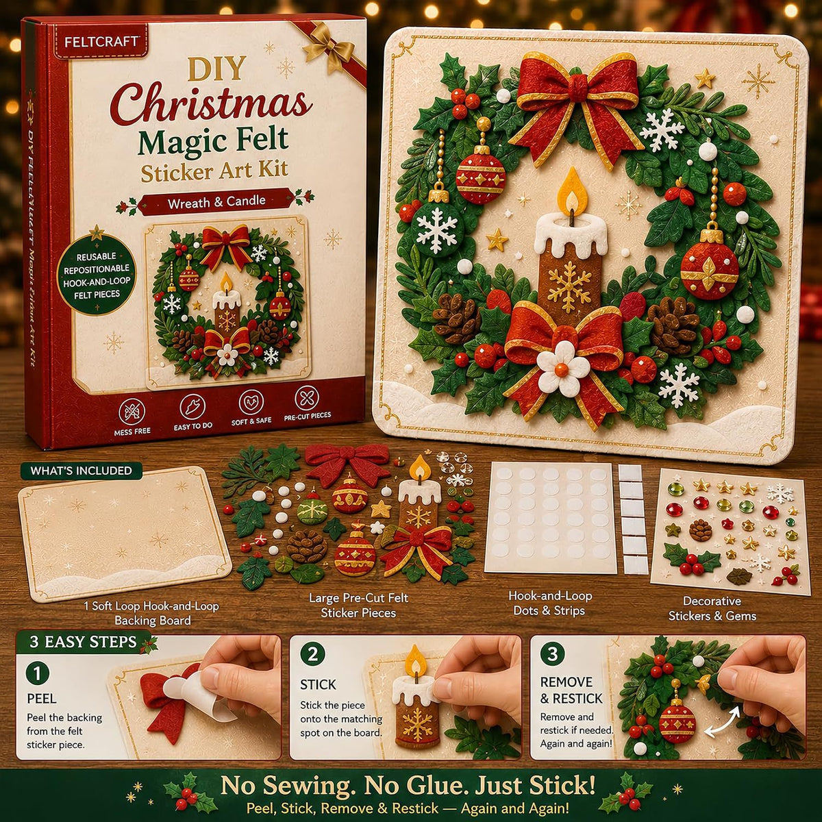 DIY Christmas Magic Felt Sticker Art Kit
