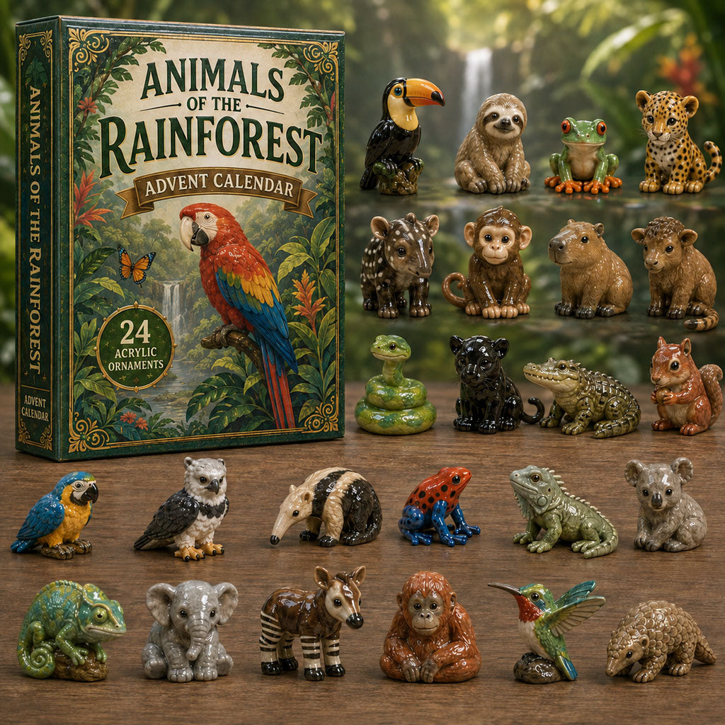 Rainforest Animals Life Advent Calendar 2026 - 24-Day Festive Countdown, Acrylic Charms Blind Box