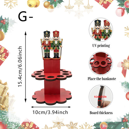 Christmas Tabletop Wooden Money Holder 🎁 Santa Snowman Christmas Tree Cash Roll Display Rack, Funny Christmas Gift for Family Friends