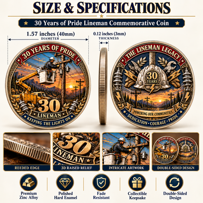 ⚡ Lineman 30 Years of Pride Commemorative Challenge Coin