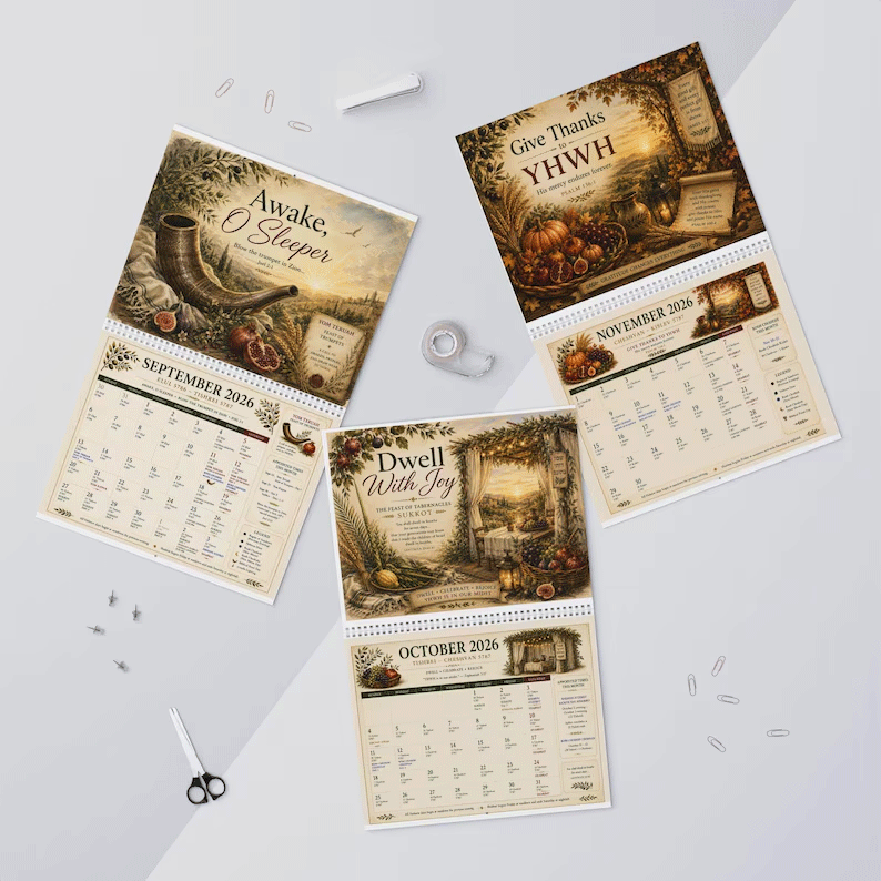 📅Biblical Hebrew Calendar 2026-2027 Appointed Times Wall Calendar | Feast Days, Hebrew Dates and Shabbat
