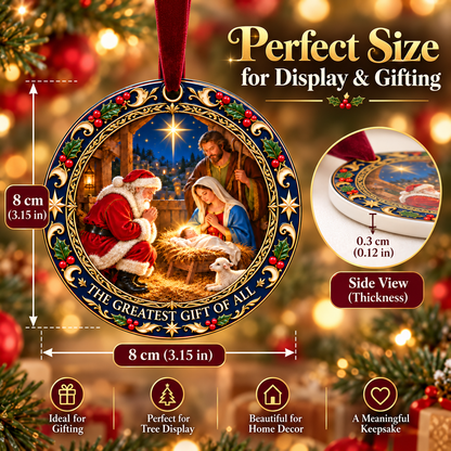 🎄❤️ The Greatest Gift of All – Santa & Baby Jesus Christmas Ornament ✝️