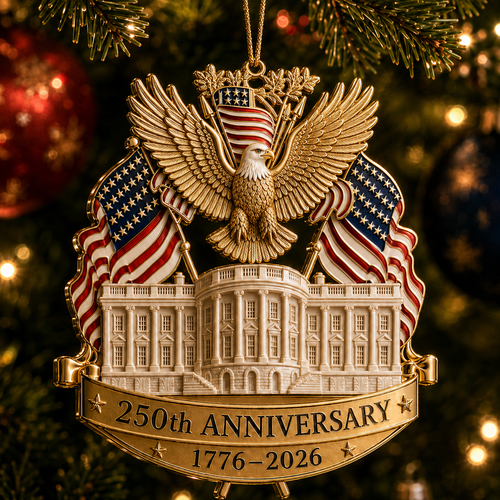 🔥250th Anniversary Gold Eagle White House Christmas Tree Ornament