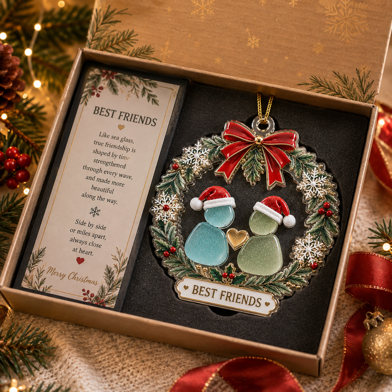 🎄 Best Friends Christmas Wreath Ornament